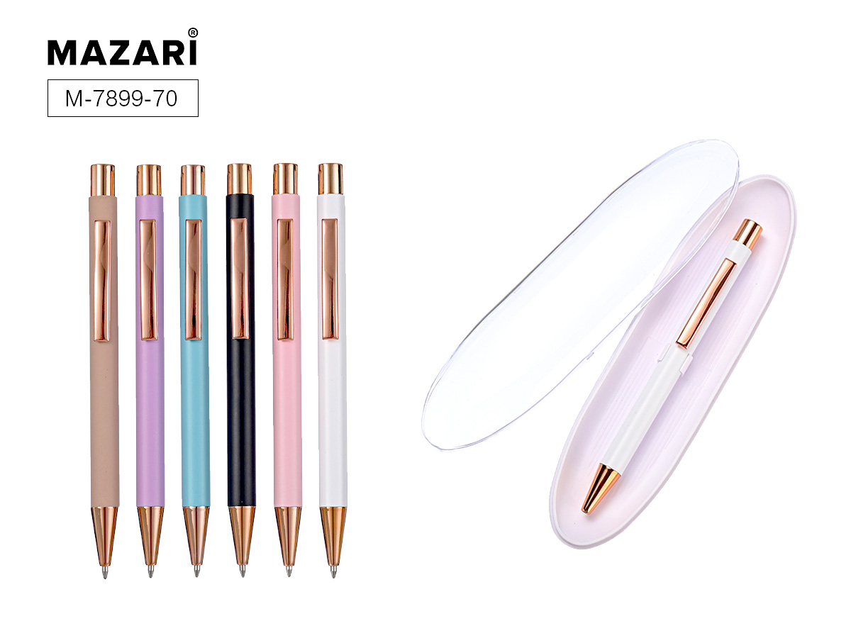 Ручка шариковая автоматическая синяя 07мм Dian P металлкорпус ассорти в футляре MAZARI M-7799-70 148₽