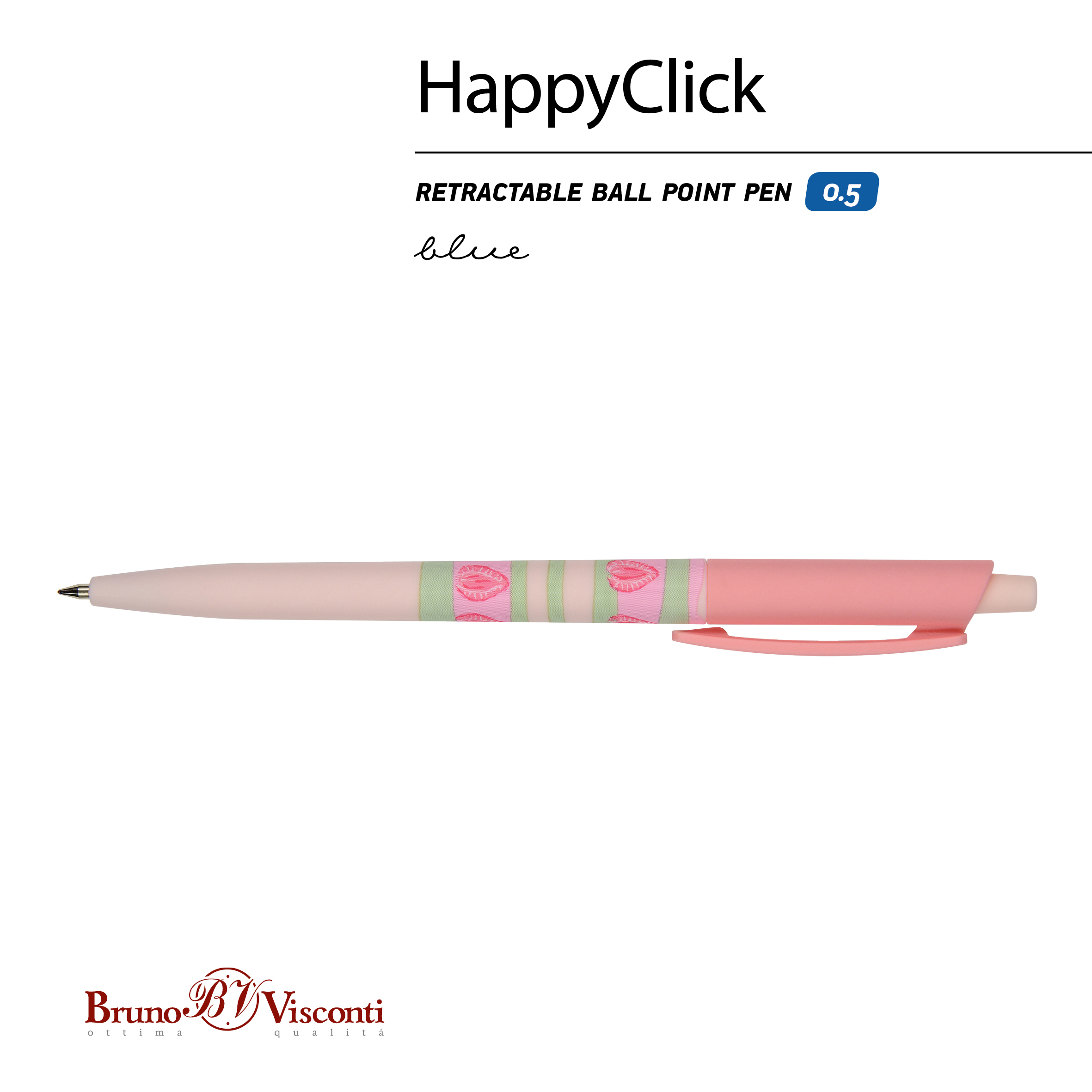 

Ручка шариковая автоматическая синяя 0,5мм HappyClick Ягод.тортики Клубник BRUNO VISCONTI 20-0241/64