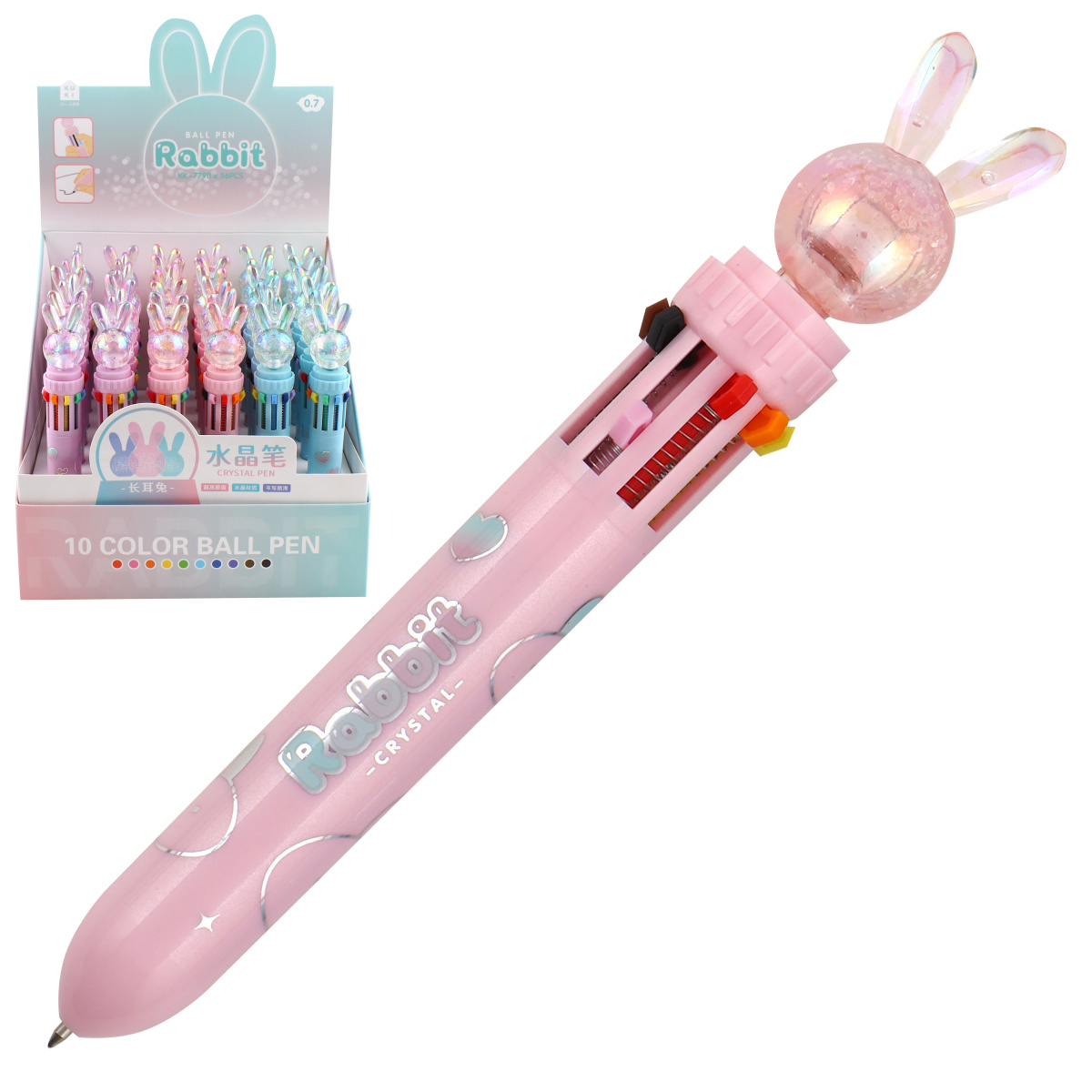 

Ручка шариковая автоматическая 10-ти цветная 0,7мм Kuki Кролик ассорти 3 вида Кокос 241680/KK-7790