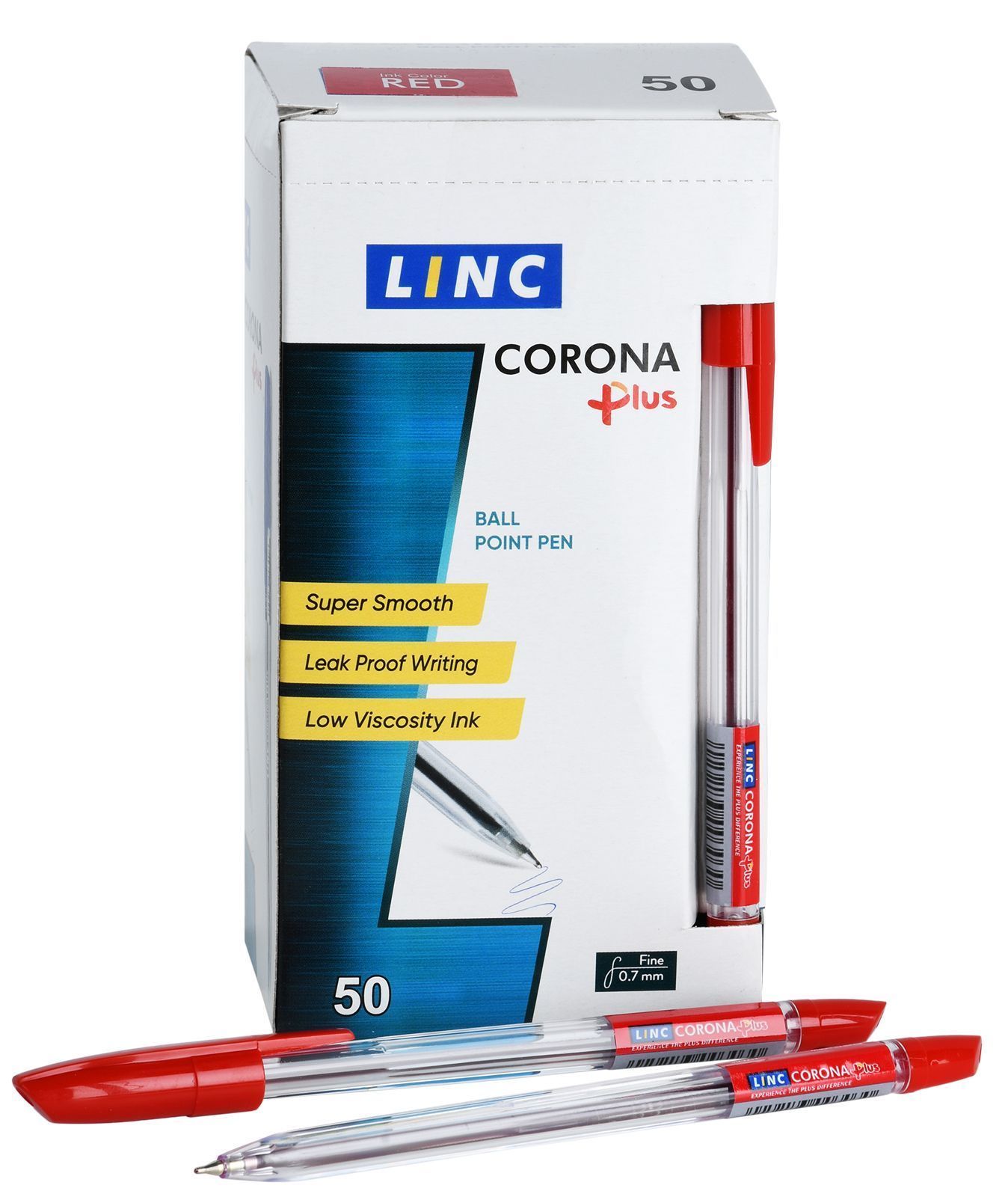 

Ручка шариковая красная 0,7мм Corona Plus прозр.корп. LINC 3002N/red