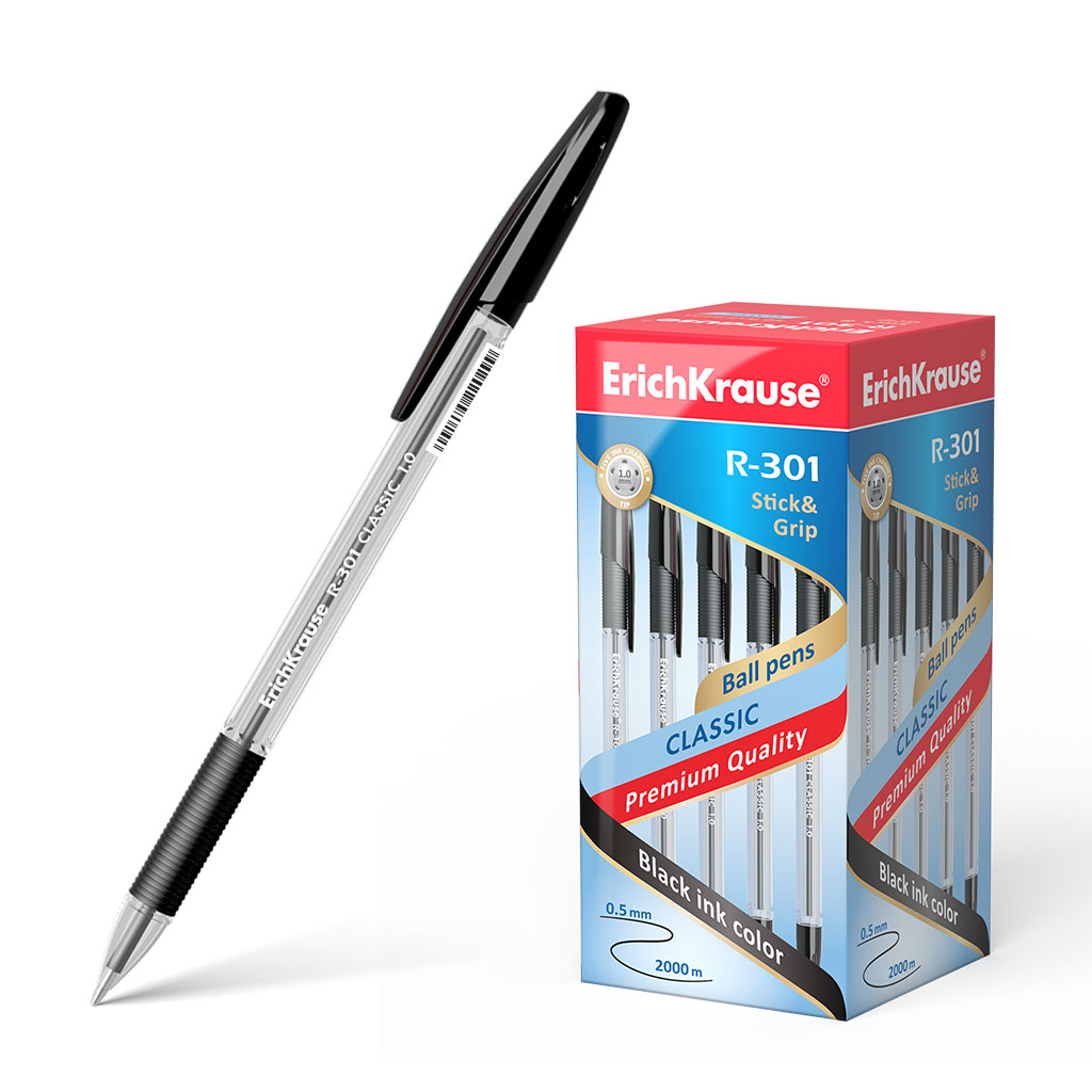 

Ручка шариковая черная 1,0мм R-301 Classic Stick&Grip резин.держ. ERICH KRAUSE 39528