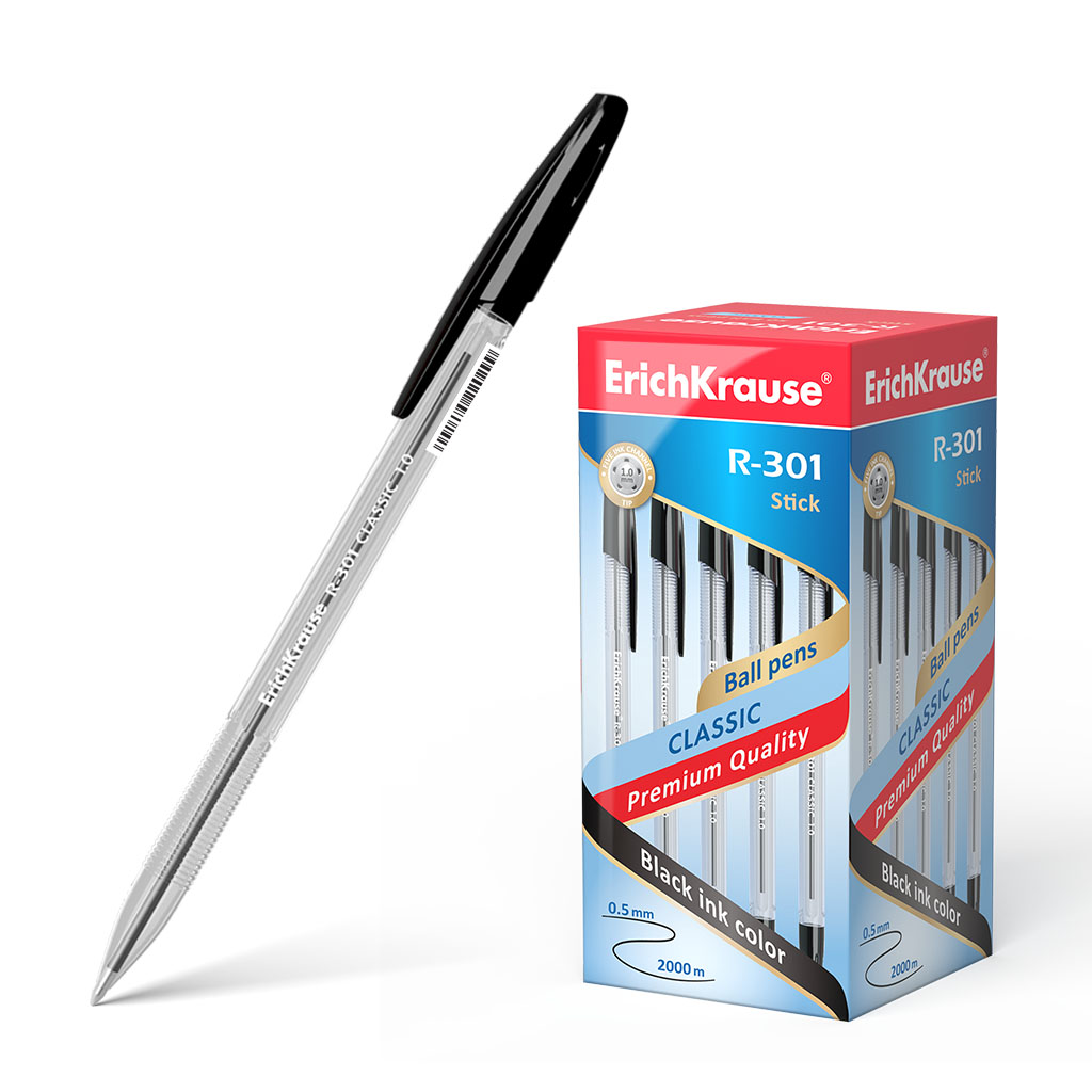 

Ручка шариковая черная 1,0мм R-301 Classic Stick ERICH KRAUSE 43185