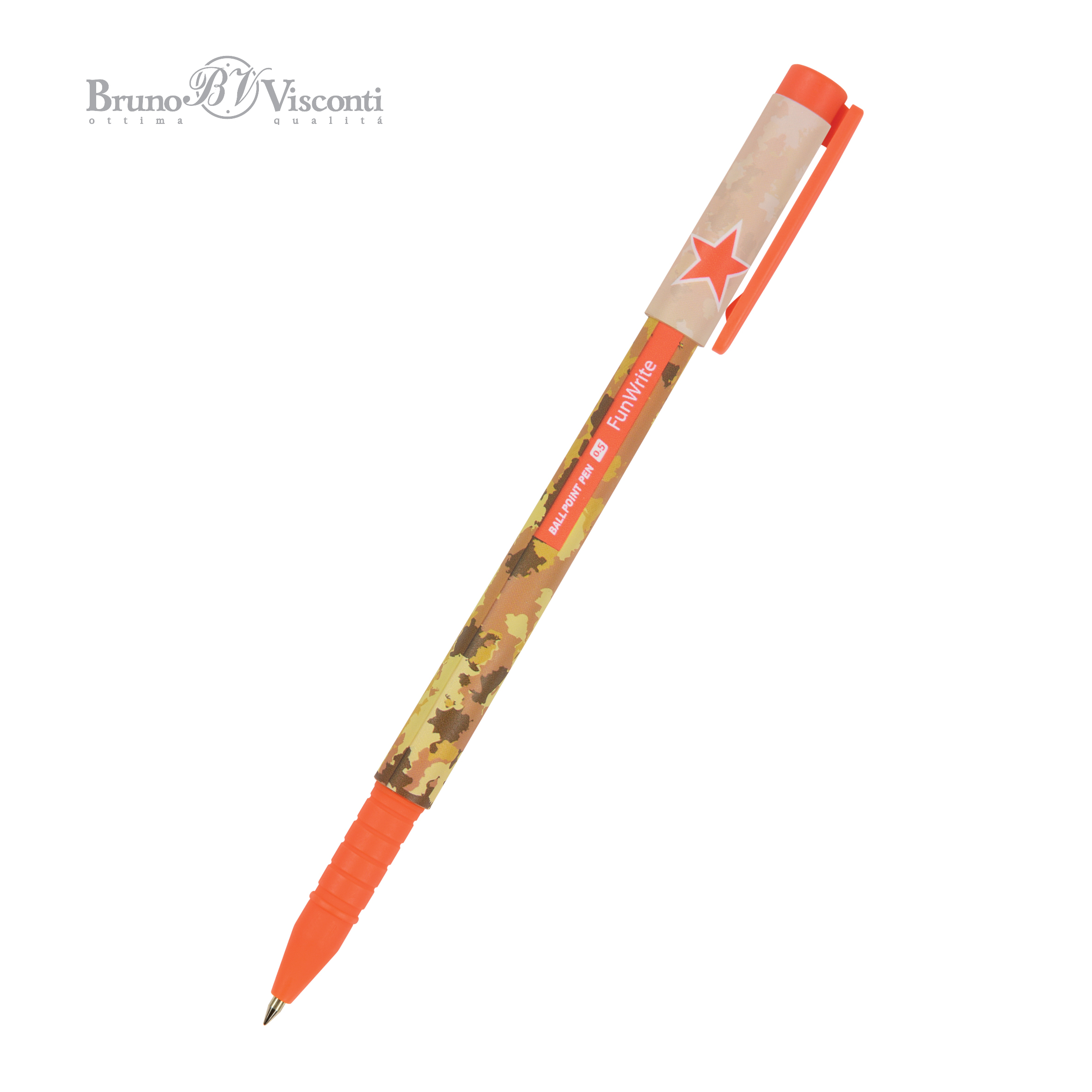 

Ручка шариковая синяя 0,5мм FunWrite. Military. Sand BRUNO VISCONTI 20-0212/49