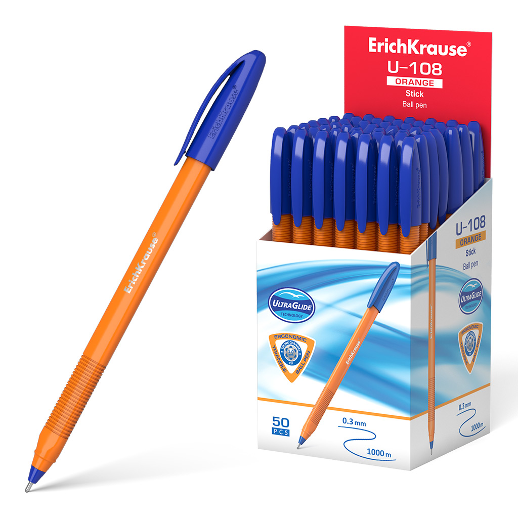 

Ручка шариковая синяя 1,0мм U-108 Orange stick треугольная ERICH KRAUSE 47582
