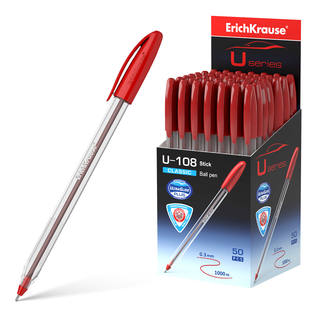 

Ручка шариковая красная 1,0мм U-108 Stick Classic ERICH KRAUSE 47567