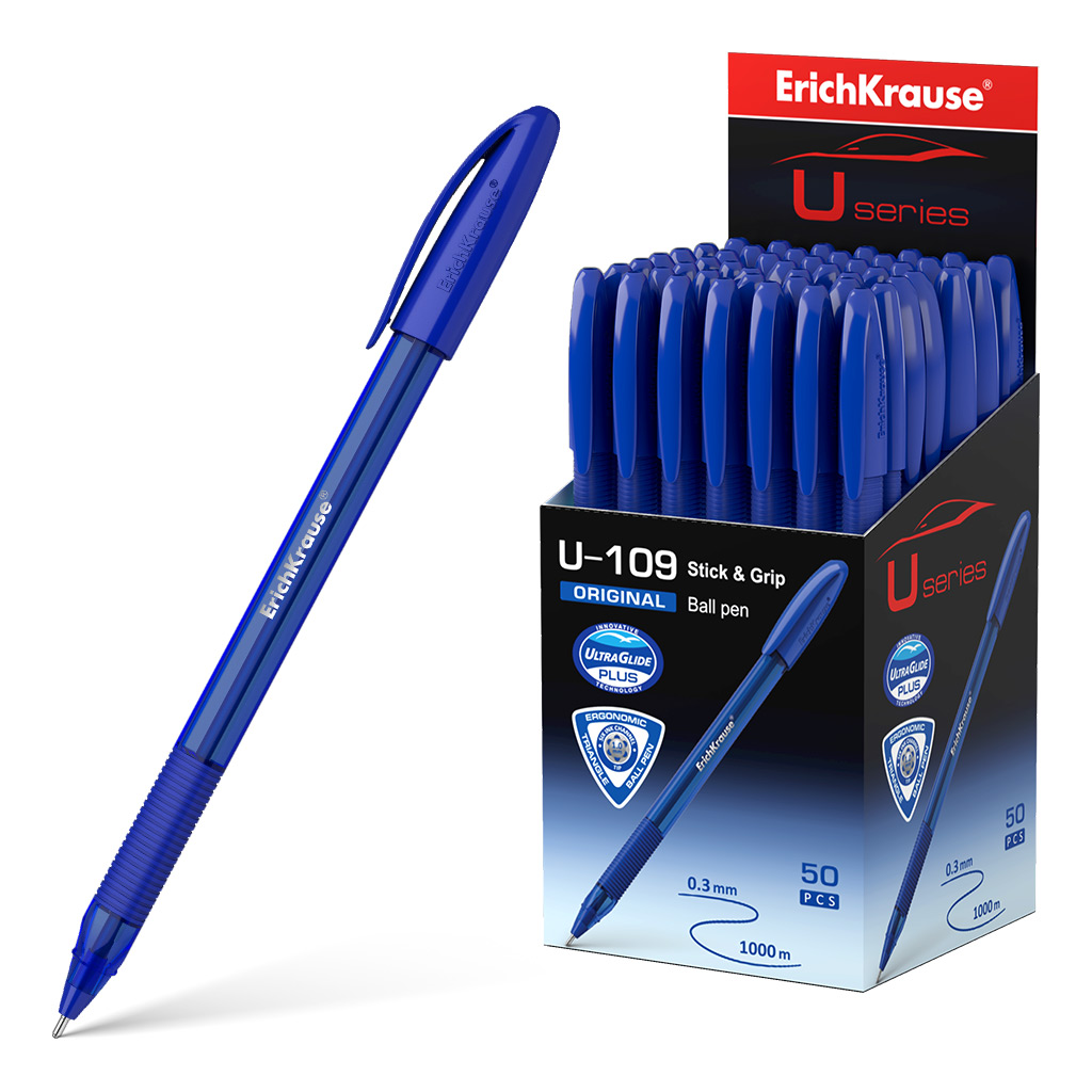

Ручка шариковая синяя 1,0мм U-109 Original Stick&Grip. Ultra Glide Technology ERICH KRAUSE 47608