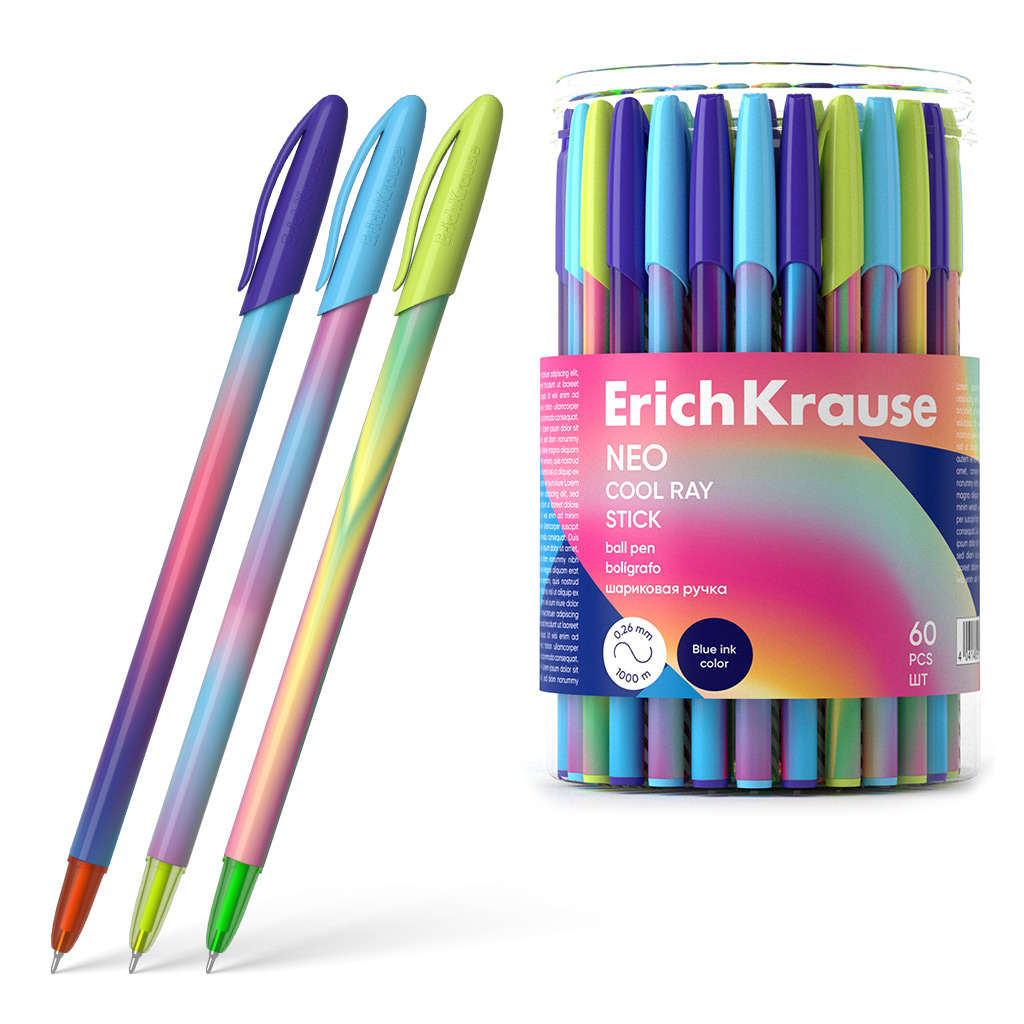 

Ручка шариковая синяя 0,7мм Neo Stick Cool Ray ассорти ERICH KRAUSE 61012
