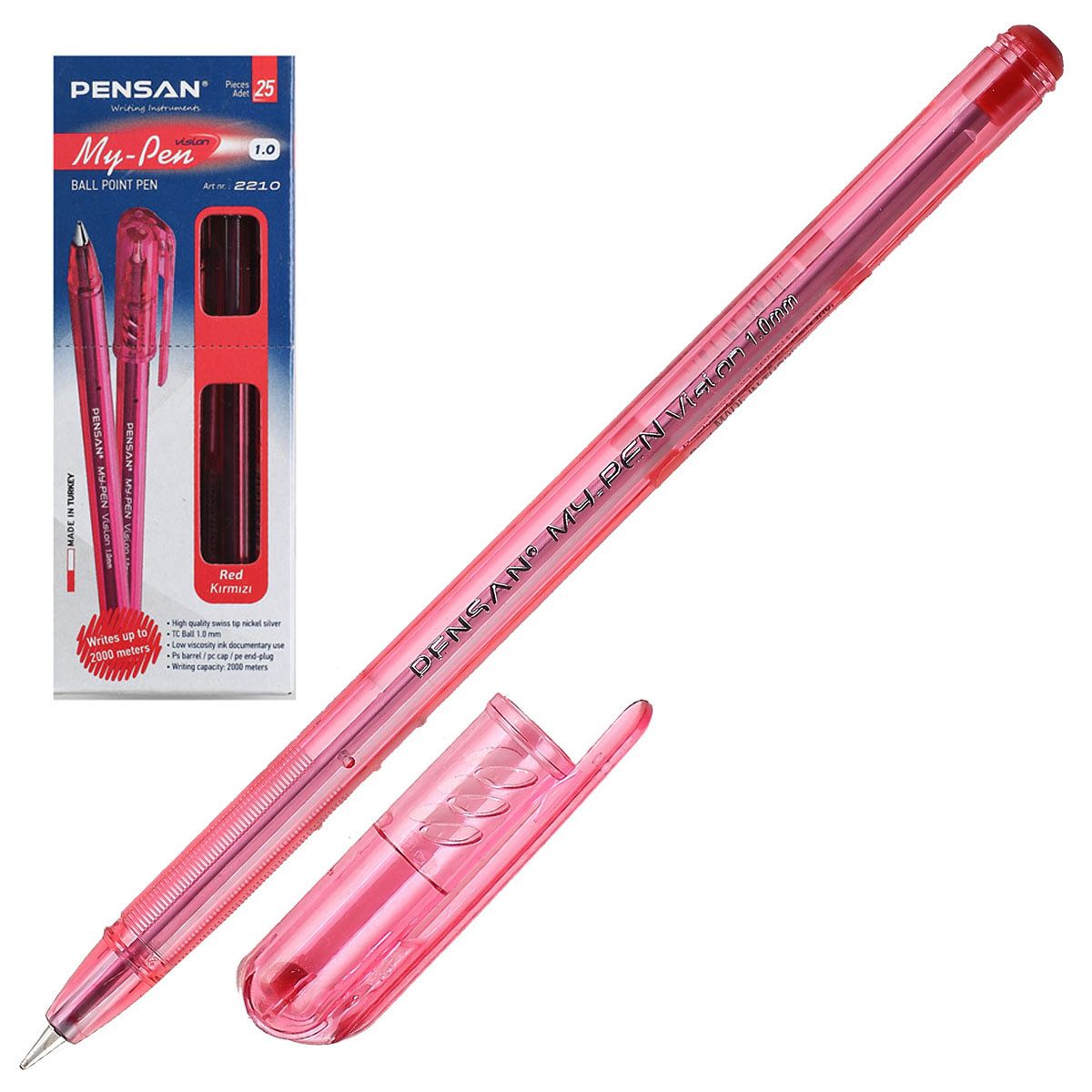 

Ручка шариковая красная 1,0мм My-Pen масл.осн. тонир.корп. PENSAN 2210к