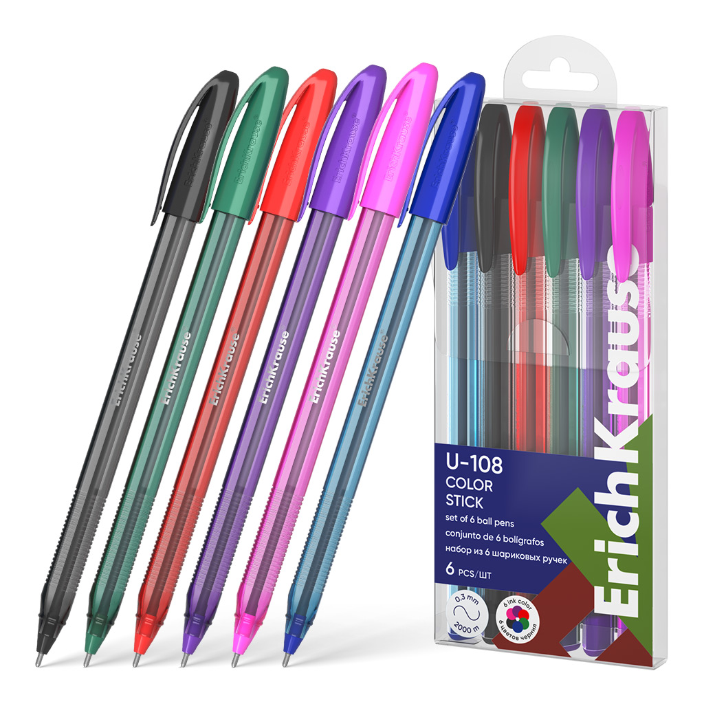 

Ручка шариковая Набор 6цв 1,0мм U-108 Stick Color Ultra Glide Technology ERICH KRAUSE 61022