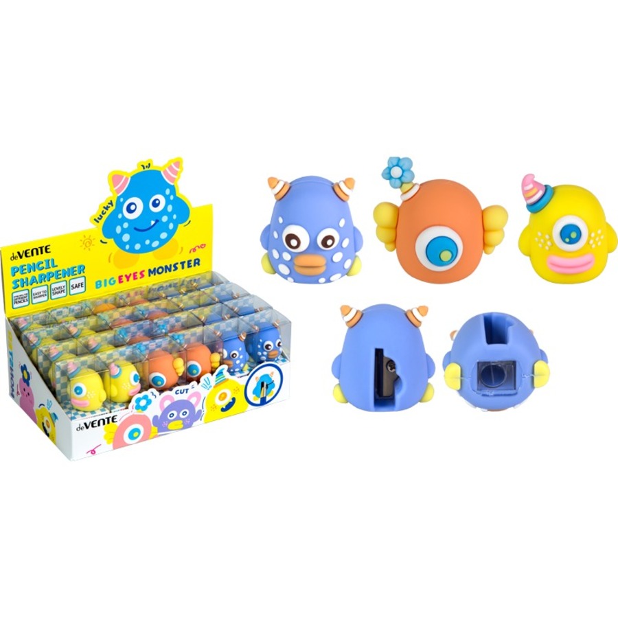 

Точилка 1отв. пластик Big Eyes Monster soft-touch ассорти пласт.уп. deVENTE 8031410