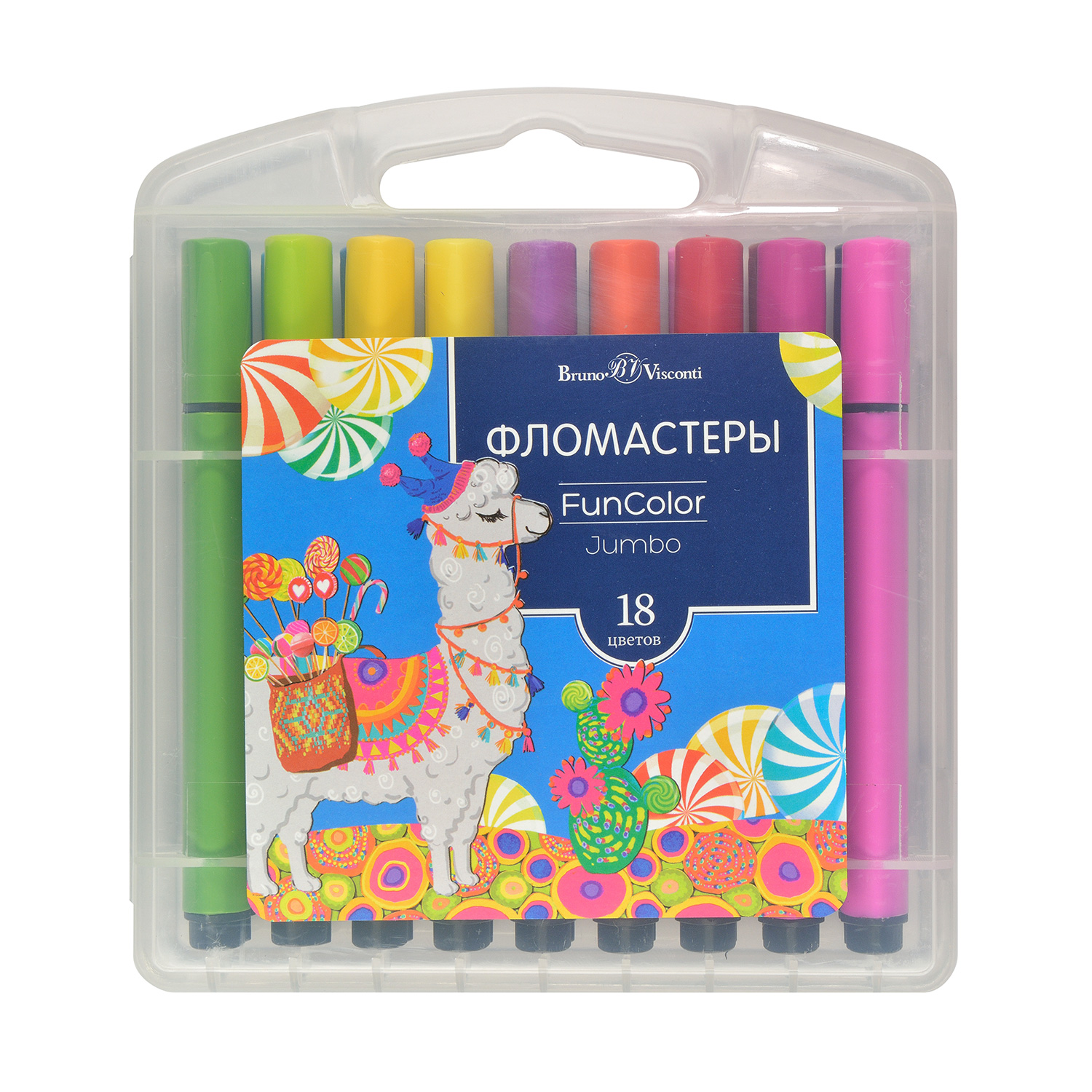 

Фломастеры 18цв 3-гран. пласт.пенал FunColor Jumbo BRUNO VISCONTI 32-0042