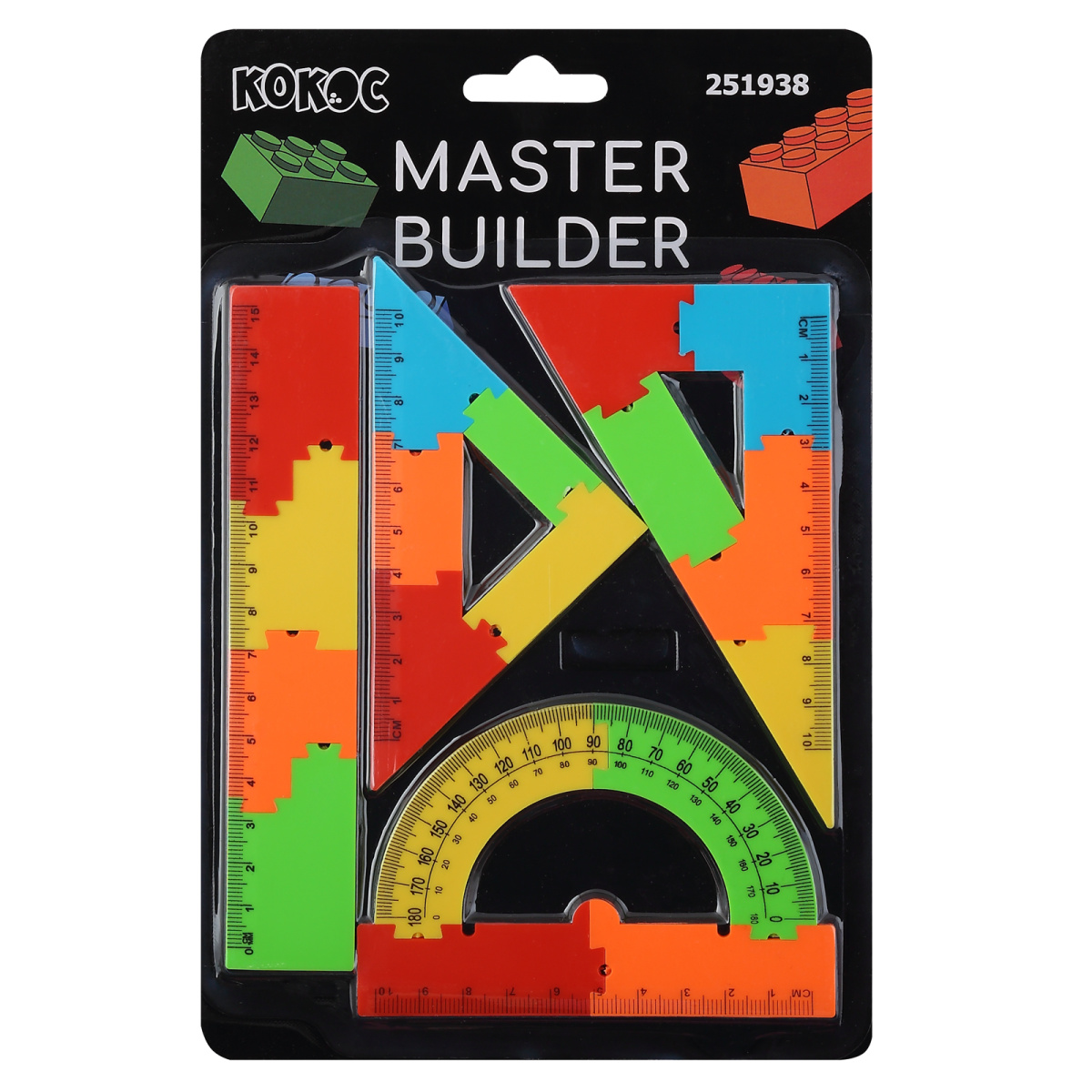 

Набор геом. 4пр. малый (линейка 15см, угол. 2шт, транспортир) Master builder Кокос 251938