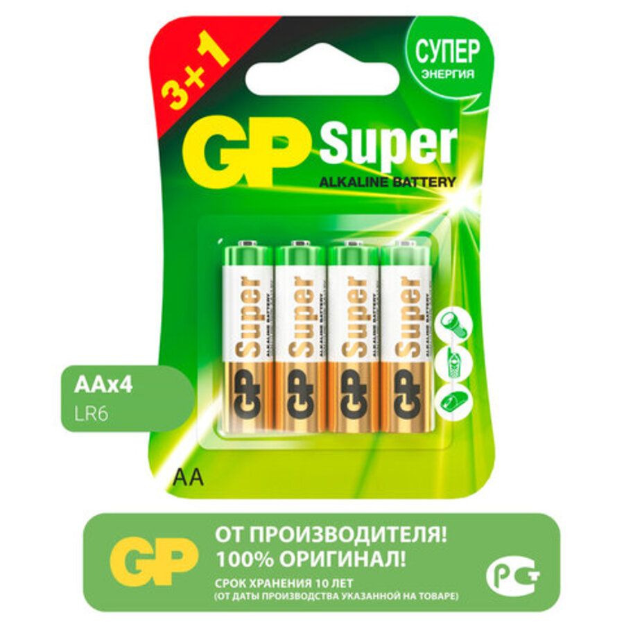 

Элемент пит. щелочная Super AA (LR6) 15A цена за 1шт GP 15A3/1-2CR4