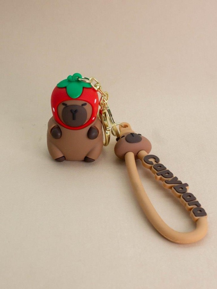 

Брелок Capybara strawberry head brown