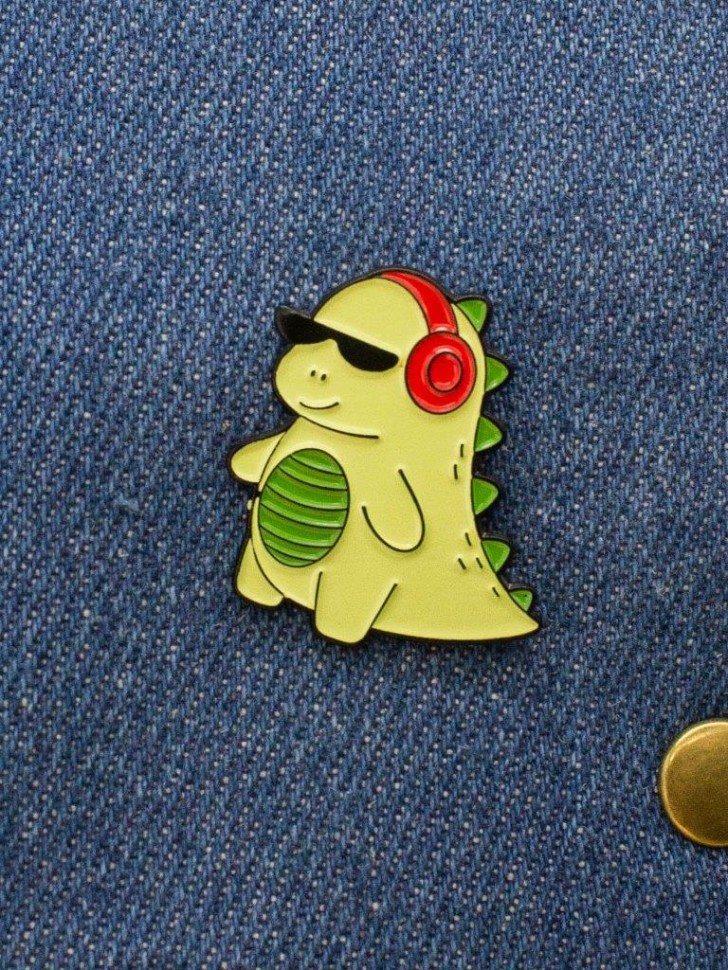

Значок металлический Disco dinosaur