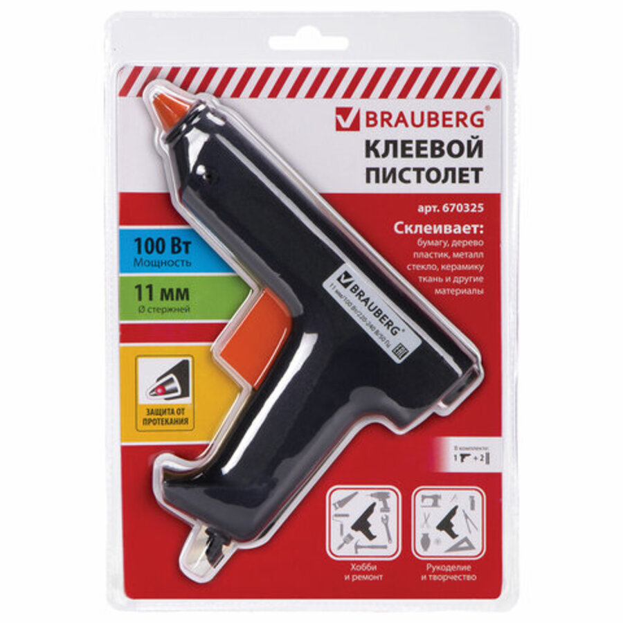 

Набор Пистолет клеевой + стержни d-11мм 2шт 100Вт блистер BRAUBERG 670325