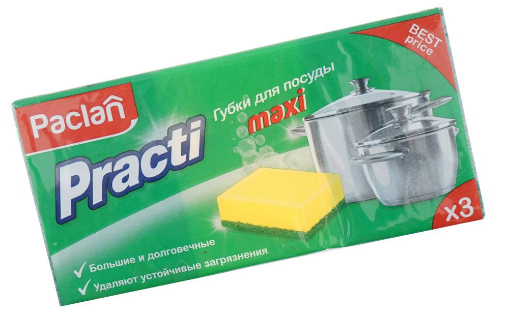 Губка для посуды 3шт Paclan 96₽