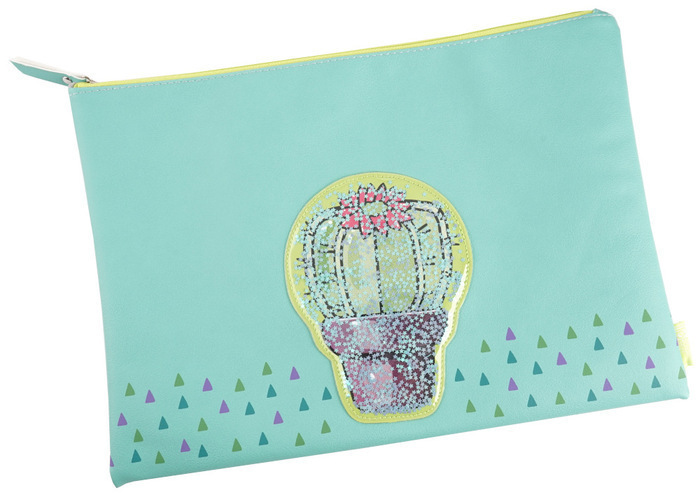 Папка для тетрадей кожзам молния сверху А4 1отд Кактус с цветком ФЕНИКС 49281 жен 518₽