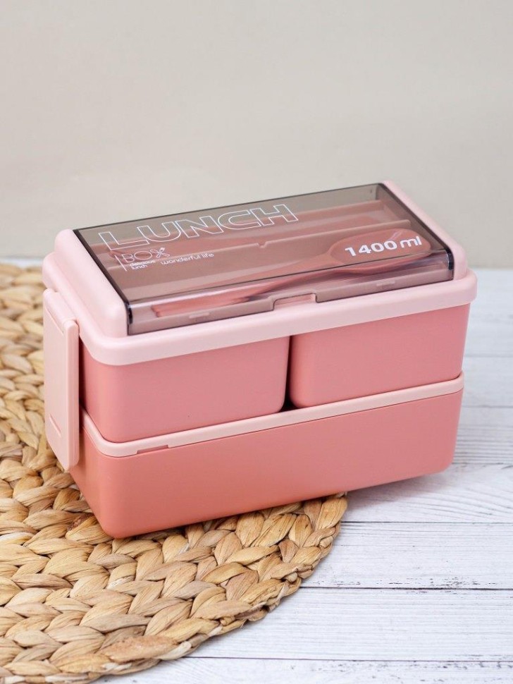 

Ланчбокс 1400мл прямоугольный Big life pink ложка+вилка ILIKEGIFT N928-1-01
