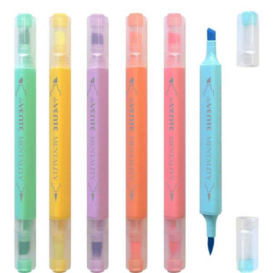 

Текстовыделители набор 6шт 2-4мм двусторонние трехранный корпус Mentality deVENTE 5045345