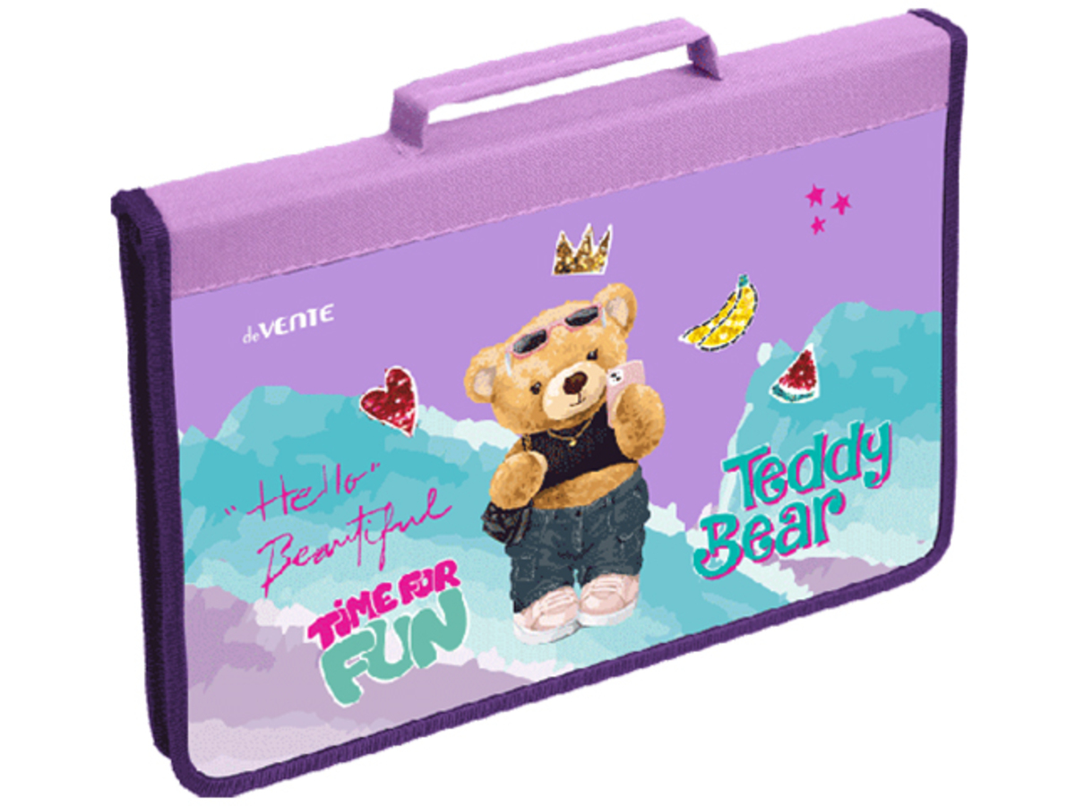 

Папка для тетрадей пластик молния вокруг А4 1отд. Teddy Bear ручка фольга deVENTE 8054493 (жен)