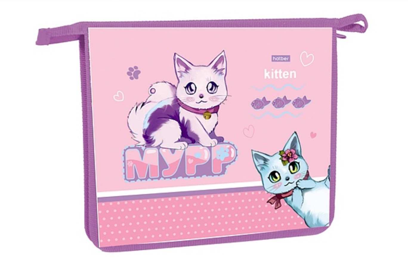 

Папка для тетрадей пластик молния сверху А5 1отд. А у нас такая кошка! HATBER AMc_01004 (жен)