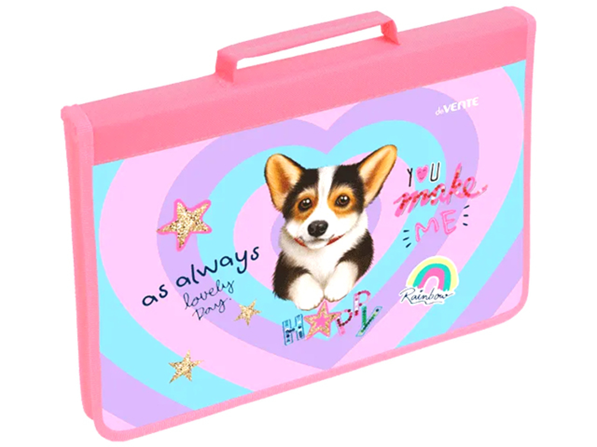 

Папка для тетрадей пластик молния вокруг А4 1отд. Corgi ручка фольга deVENTE 8054499 (жен)