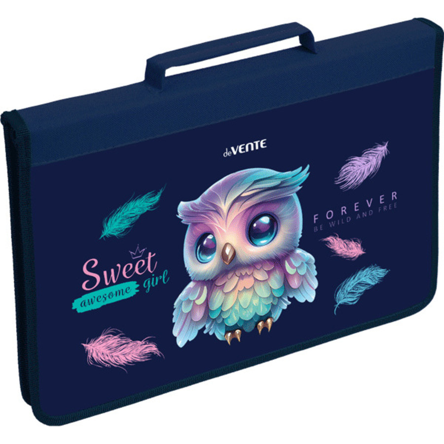 

Папка для тетрадей пластик молния сверху А4 1отд. Happy Owl ручка deVENTE 8057403 (жен)