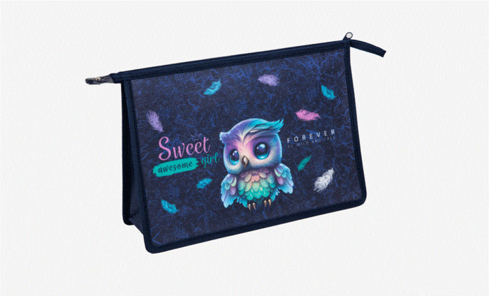 

Папка для тетрадей пластик молния сверху А4 1отд. Happy Owl с расширением deVENTE 8056409 (жен)