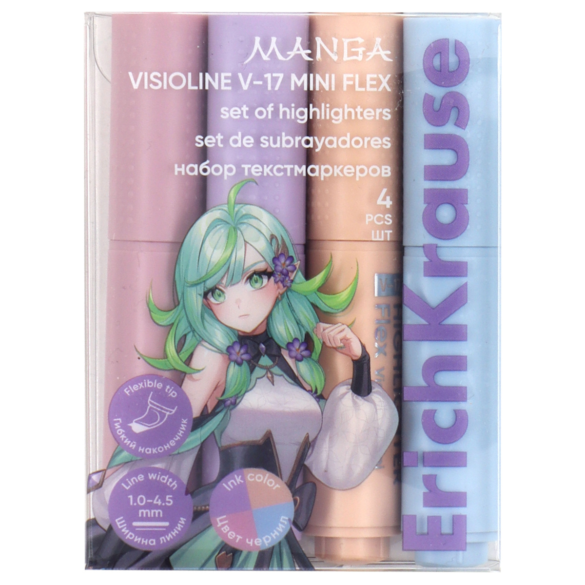 

Текстовыделители набор 4цв 1-4,5мм скош/нак Visioline V-17 Mini Manga ассорти ERICH KRAUSE 60816