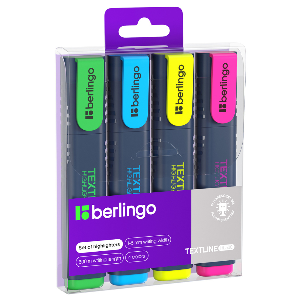 

Текстовыделители набор 4цв 1-5мм Textline HL500 европодвес BERLINGO T7020