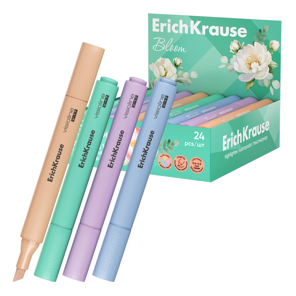 Текстовыделитель 06-45мм Visioline V-17 Pastel Bloom скошнак Ассорти ERICH KRAUSE 60809 78₽