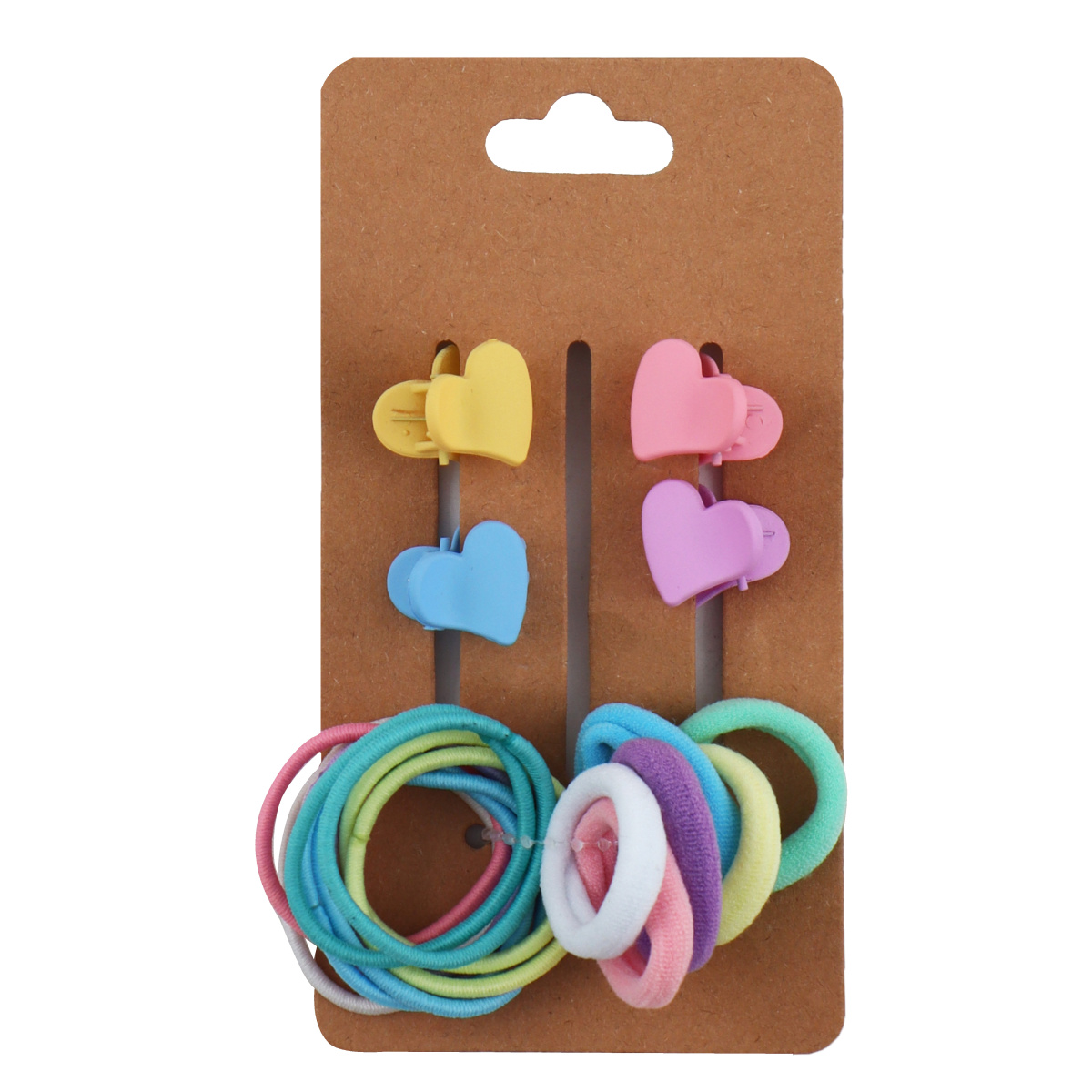 218422 Набор украшений для волос Сердце 19шт крабырезинки ассорти Кокос 97₽