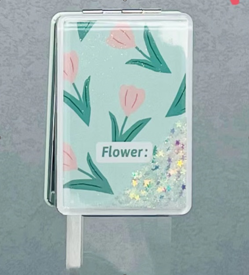 

50-2439-4 Зеркало компактное 6х8см складное Тюльпан голубое