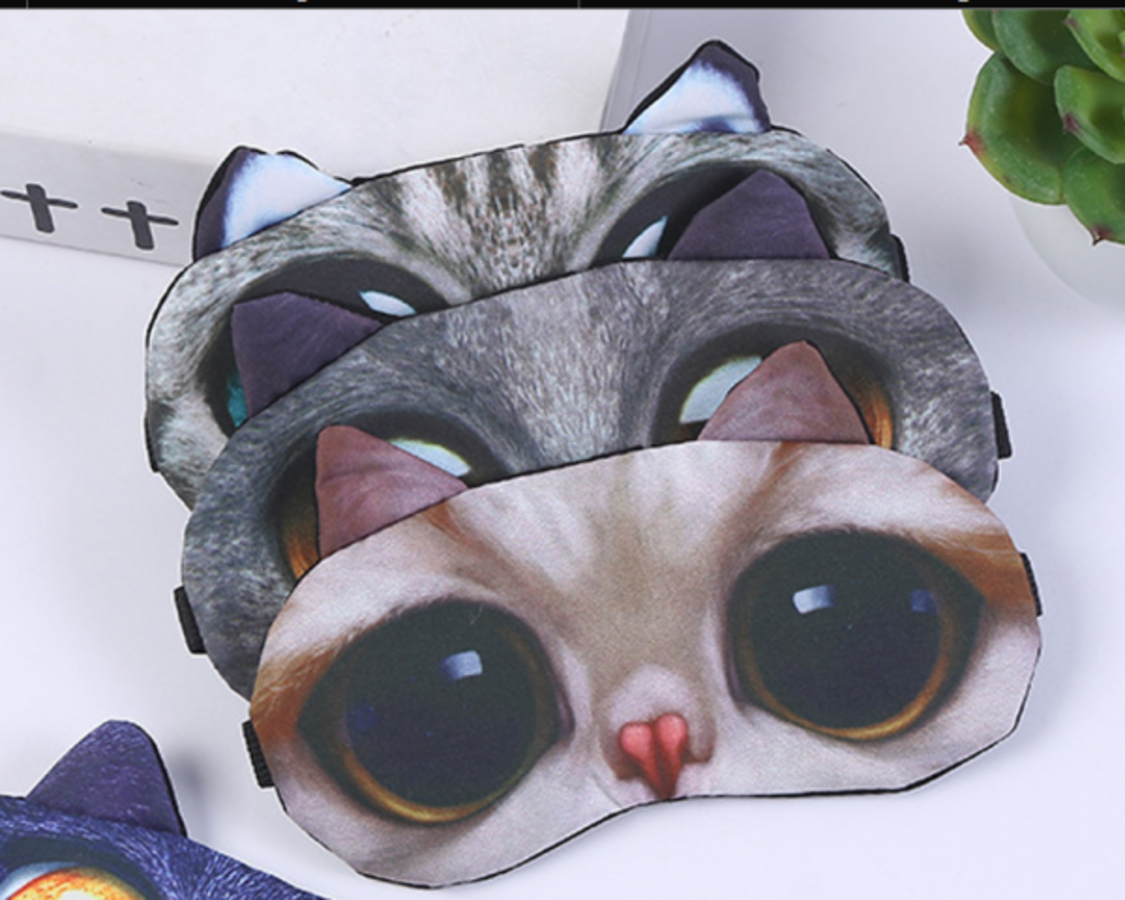 

129-P058-1 Маска для сна гелевая Cat's eyes grey