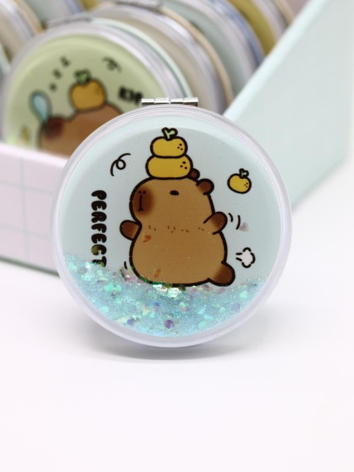 

50-2465L-04 Зеркало компактное 6х8см складное Capybara голубое