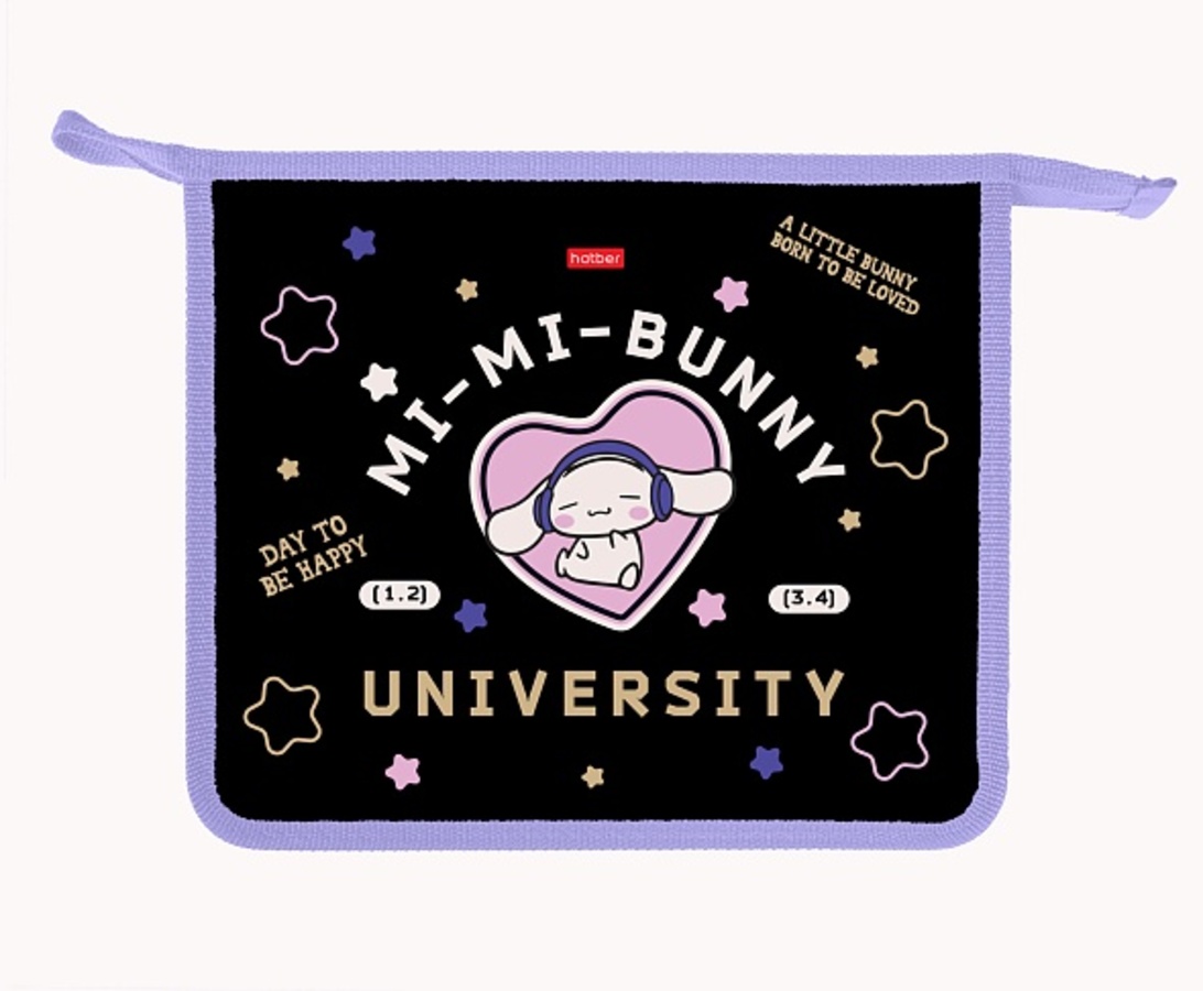 

Папка для тетрадей пластик молния сверху А5 2отд. Mi-Mi Bunny HATBER AMc_02024 (жен)