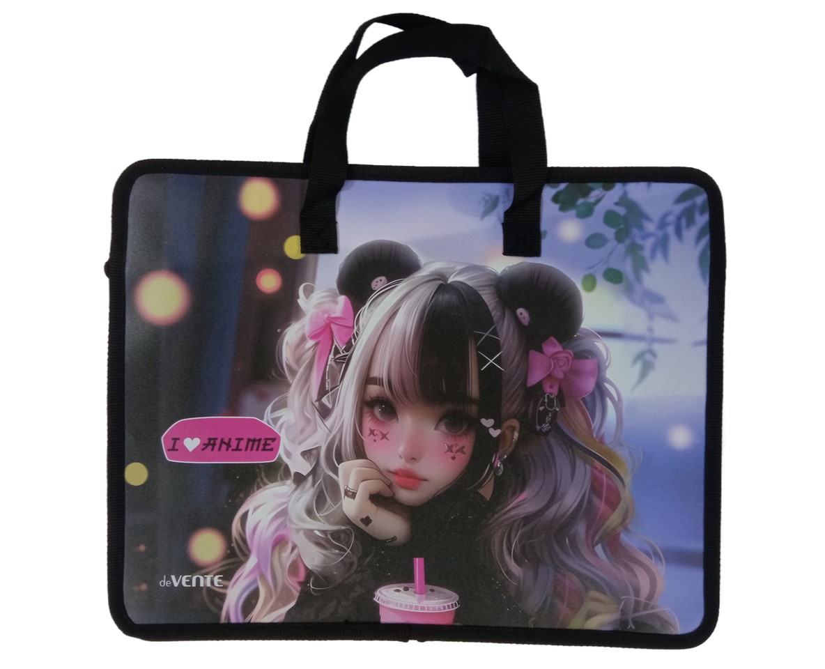 

Папка для тетрадей пластик молния сверху А4 1отд. I Love Anime ручки deVENTE 8057511 (жен)