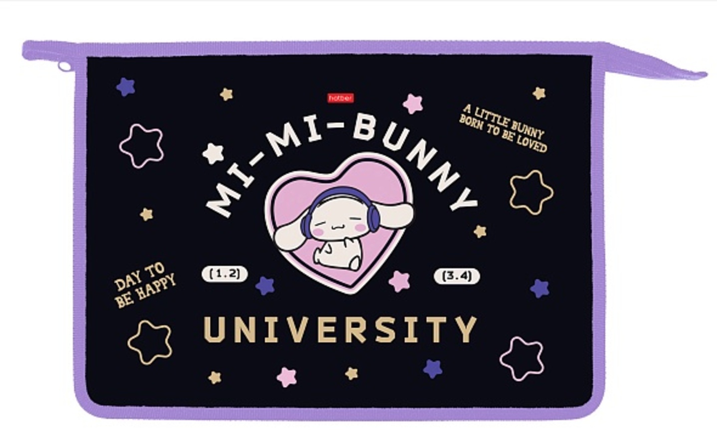 

Папка для тетрадей пластик молния сверху А4 1отд. Mi-Mi Bunny HATBER AMc_03035 (жен)