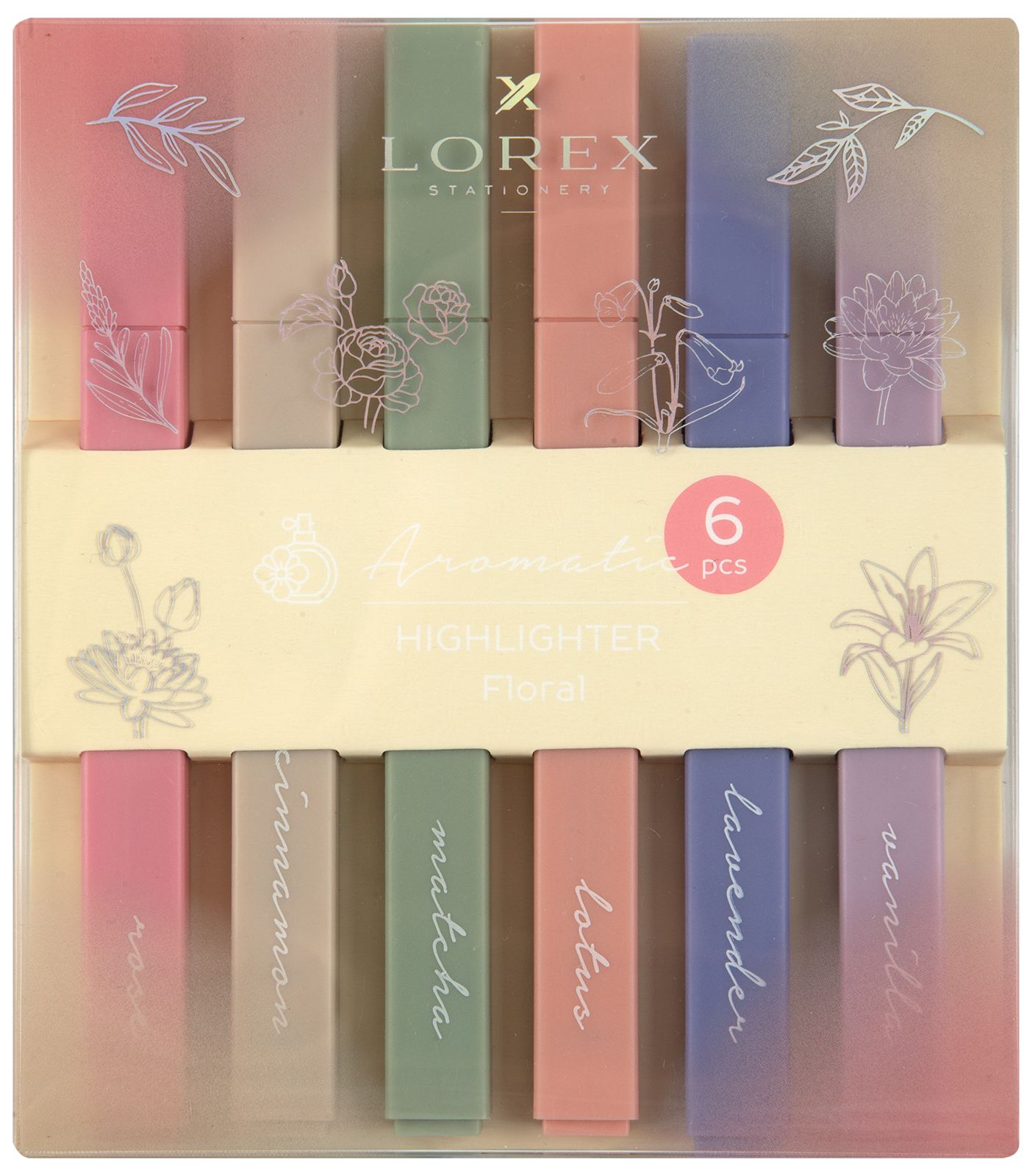 

Текстовыделители набор 6цв 1-4мм скош/нак. Aromatic Floral пастель LOREX LXHLA-FP