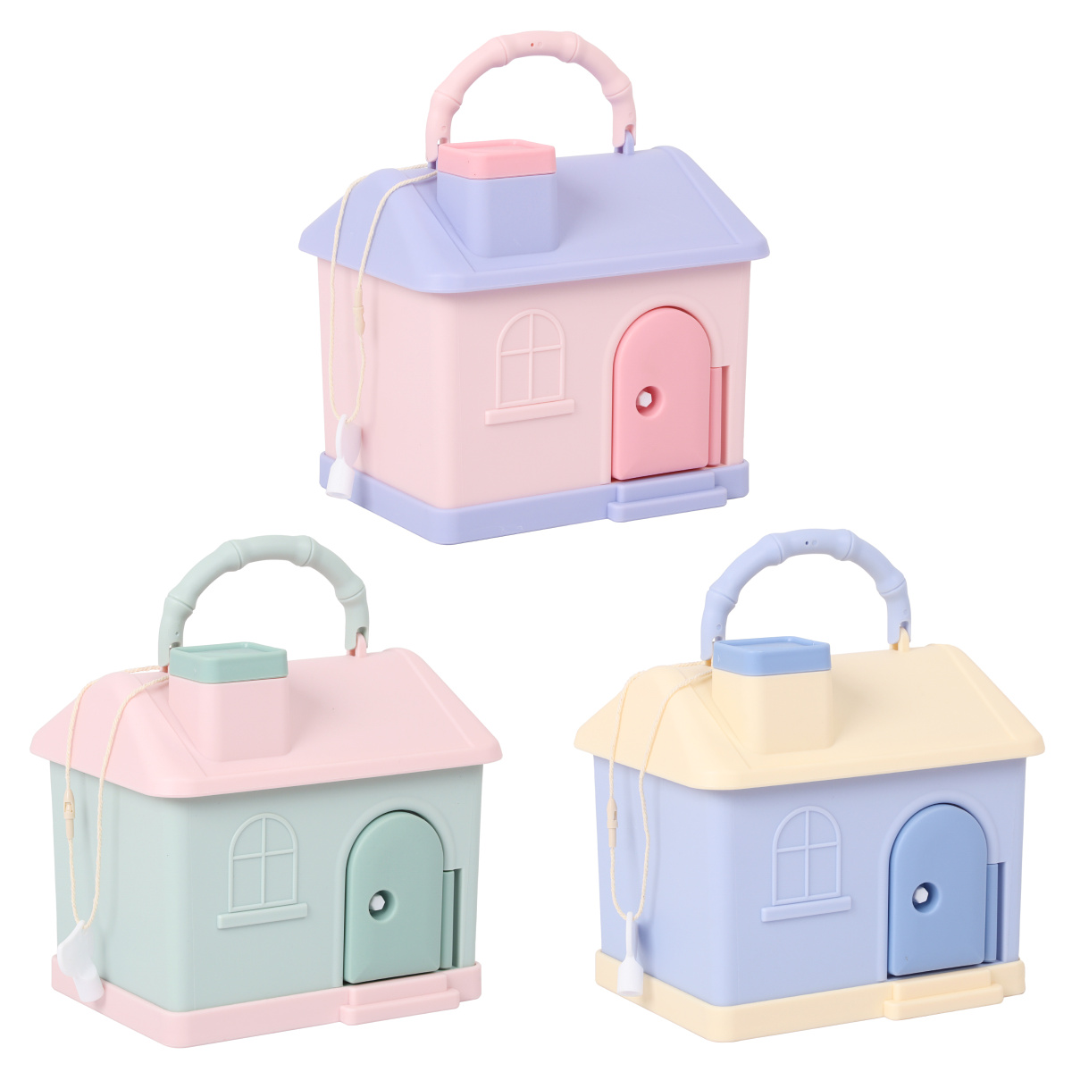 

Копилка Домик пластик 11х13х14см ассорти 3 вида