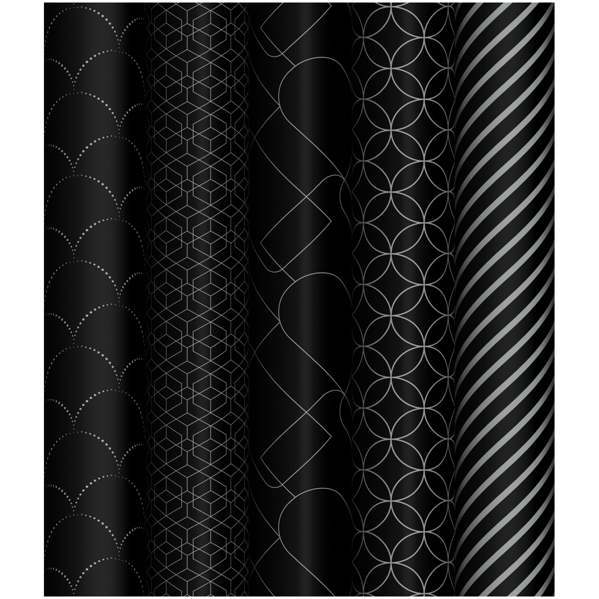 

MS_53487 Бумага упаковочная 70х100см Pattern on black ассорти 5 диз (муж) Глянец