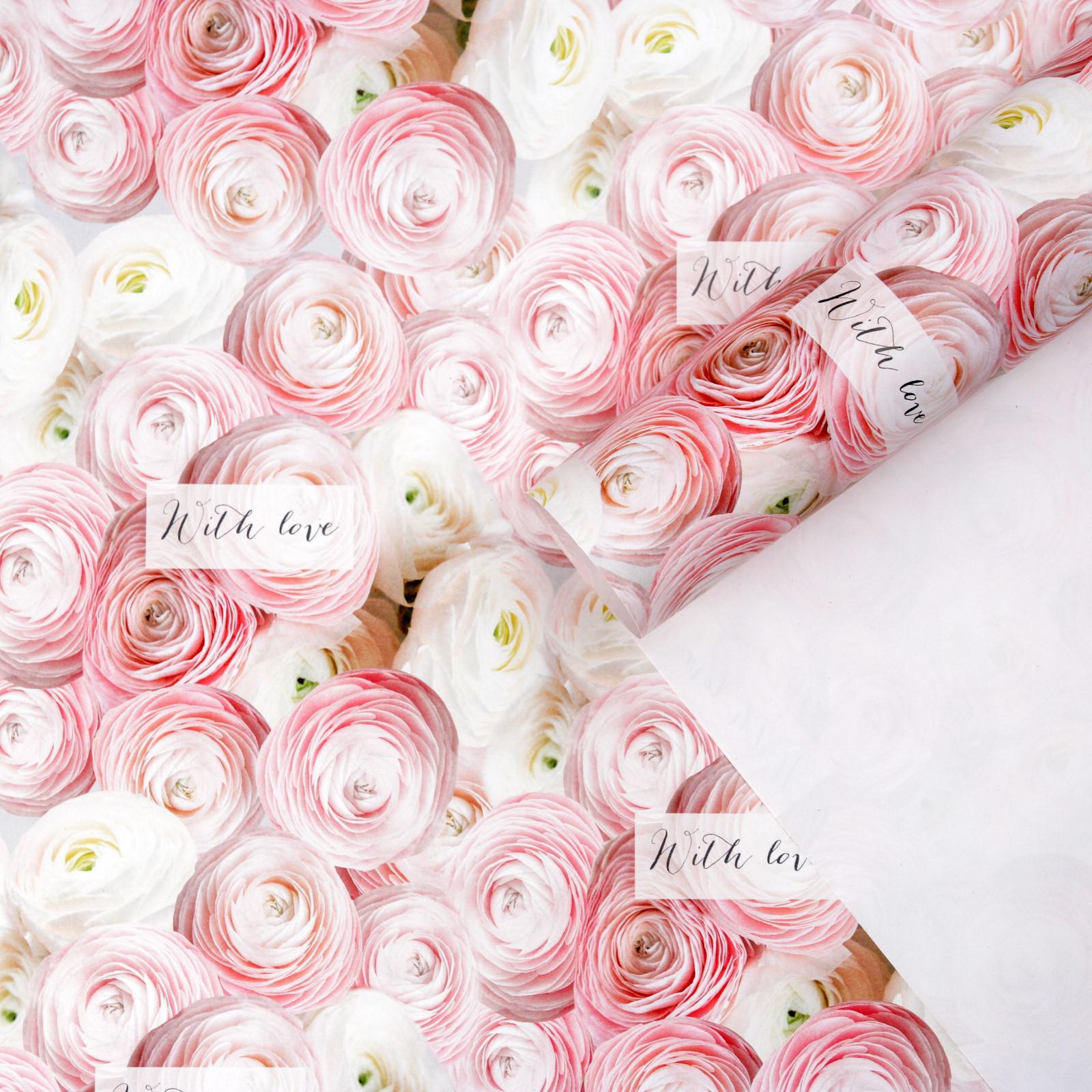 6885227 Бумага упаковочная 70х100см Ранункулюсы жен Глянец 56₽