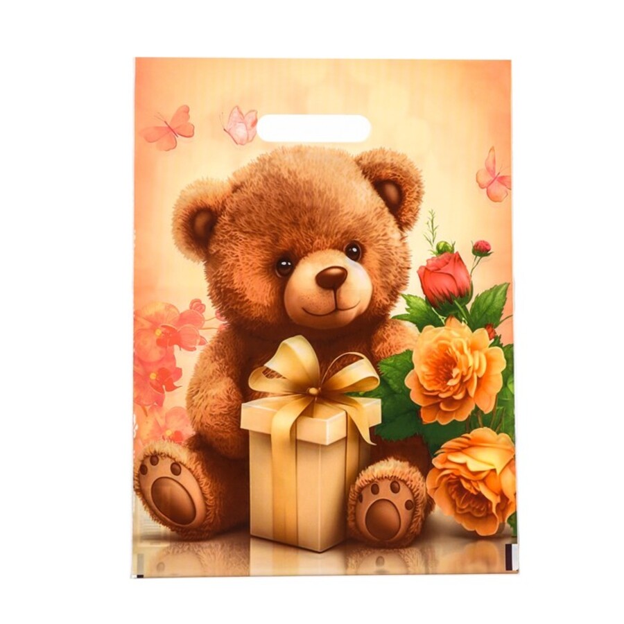 9687095 Пакет полиэтиленовый 30х40см Плюшевый мишка 50мкм с вырубной ручкой уни 29₽