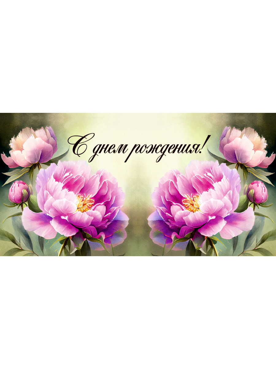 1-04-0435 Конверт Евро С днём рождения яркие цветы жен Без текста 18₽