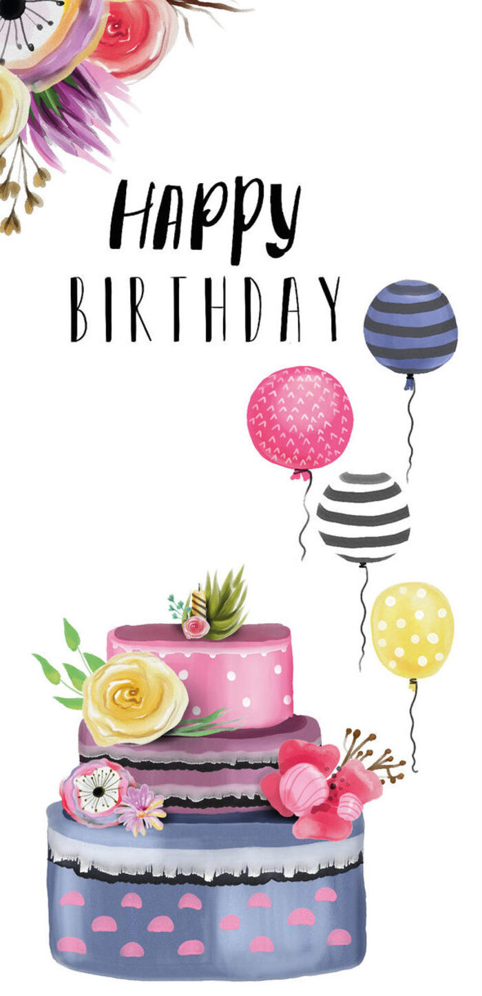 

0169 Конверт для денег Евро Happy Birthday (жен)