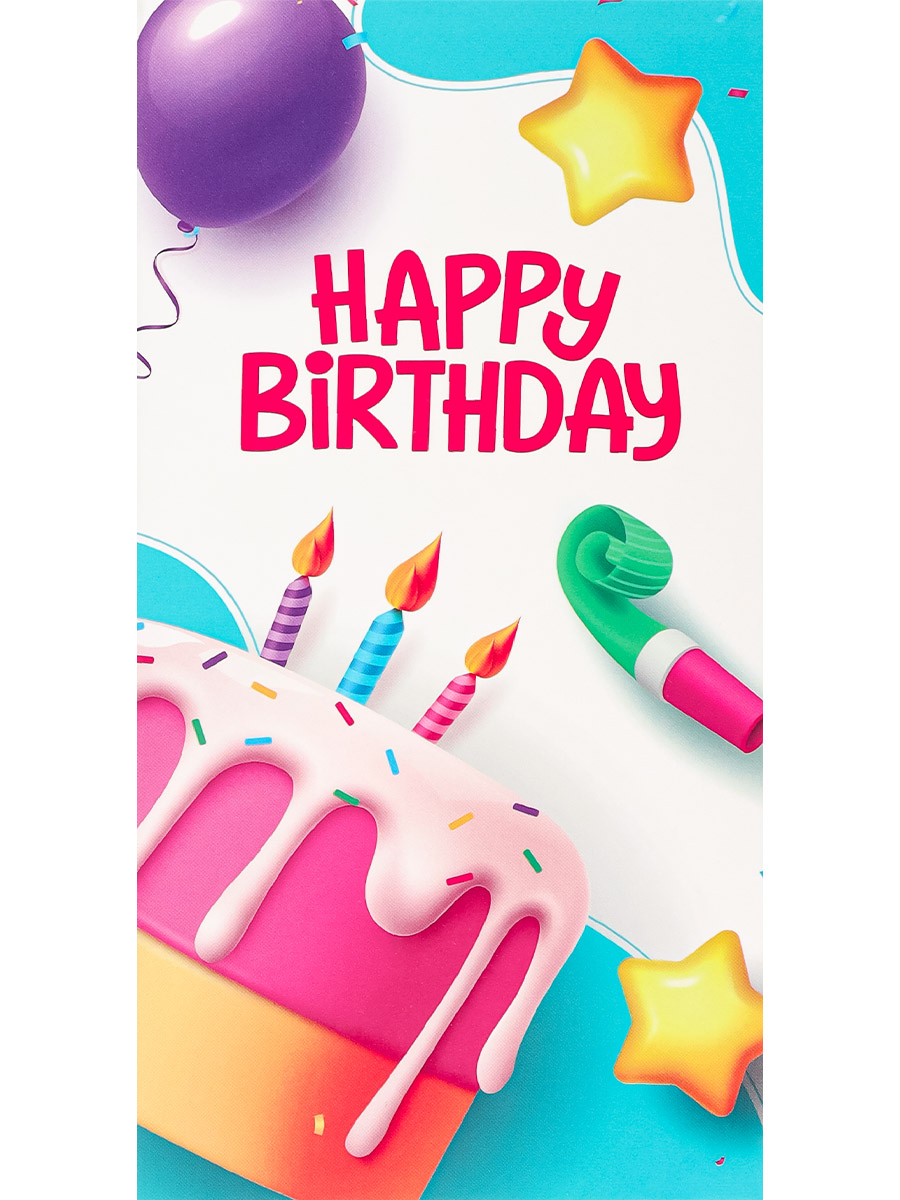 

КОН-2076 Конверт для денег Евро Happy birthday яркое поздравление (уни) Без текста Soft Touch