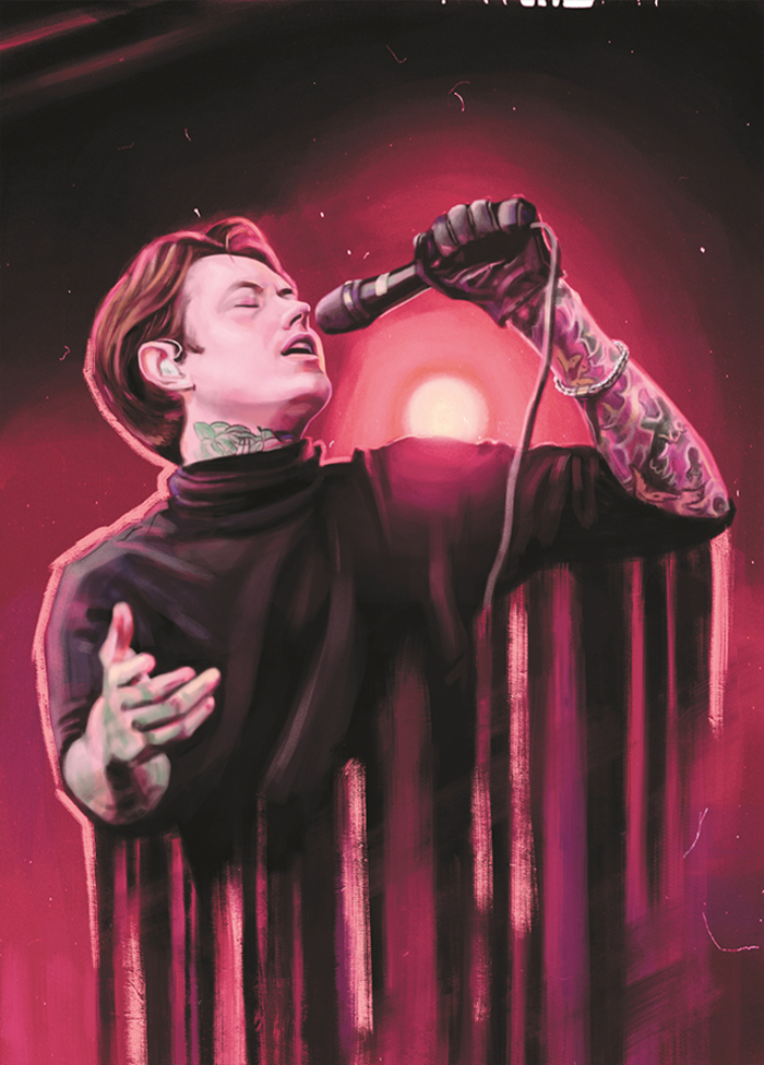 

МЗ004 Открытка А6 Музыкант вокалист группы Bad Omens (уни) Без текста