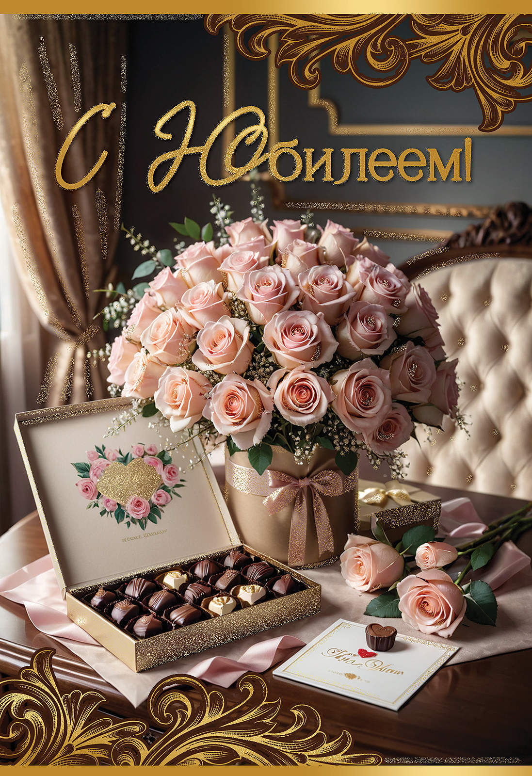 

7701260 Открытка А5 С Юбилеем! (жен) С текстом Блестки