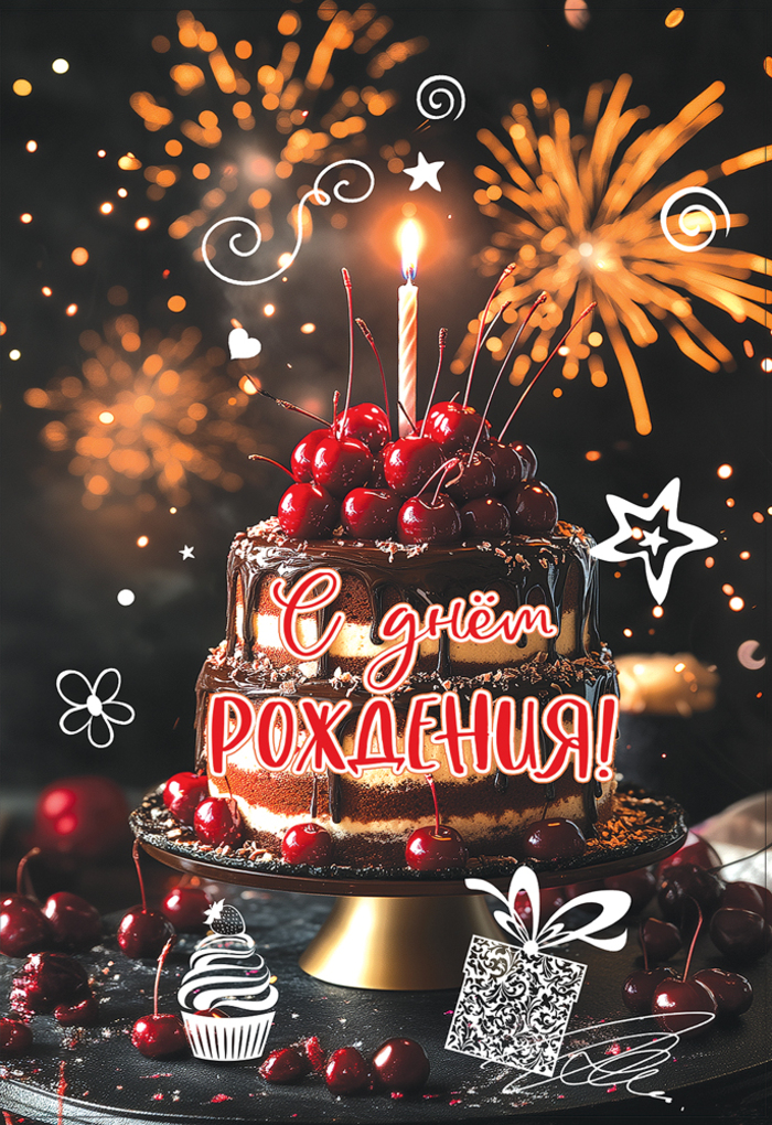 

5.0000127 Открытка А5 С Днем рождения! (уни) С текстом УФ-лак